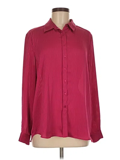 Pre-owned Modern Works Long Sleeve Blouse In Burgundy