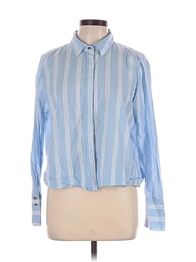 Pre-owned Modern Works Long Sleeve Button Down Shirt In Blue