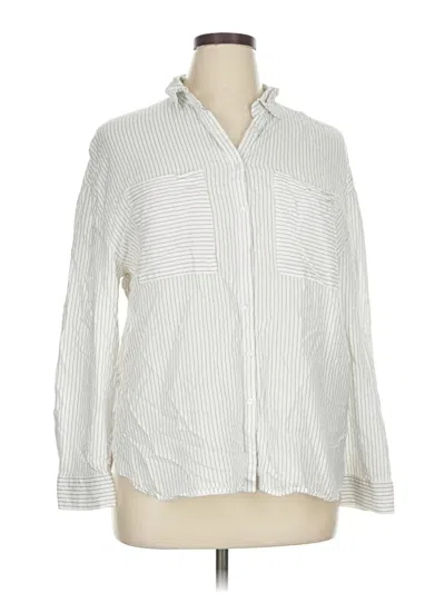 Pre-owned Modern Works Long Sleeve Button Down Shirt In Ivory
