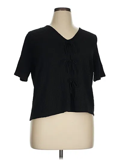 Pre-owned Modern Works Short Sleeve Blouse In Black