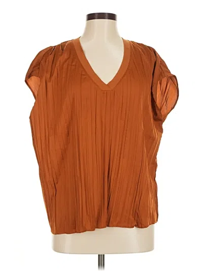 Pre-owned Modern Works Short Sleeve Blouse In Brown