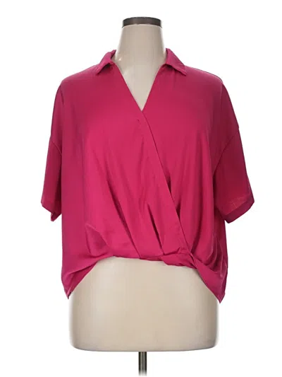 Pre-owned Modern Works Short Sleeve Blouse In Pink