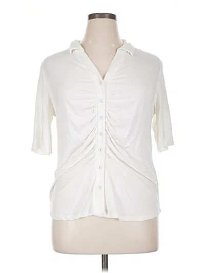 Pre-owned Modern Works Short Sleeve Blouse In White