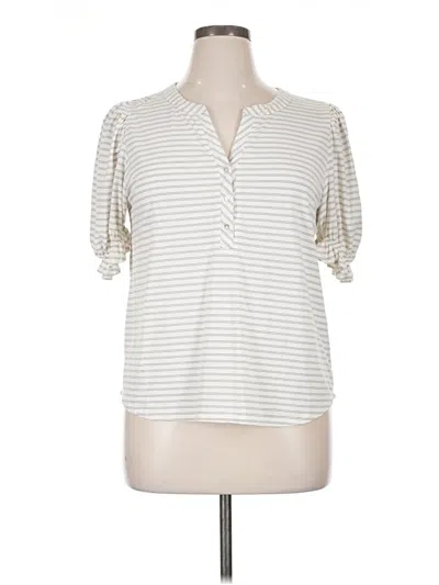Pre-owned Modern Works Short Sleeve Blouse In White