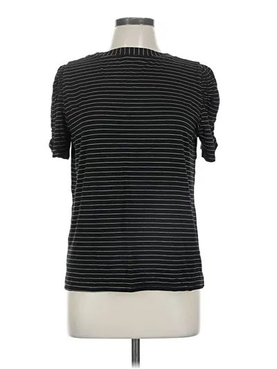 Pre-owned Modern Works Short Sleeve Top Black Mock Neckline Tops