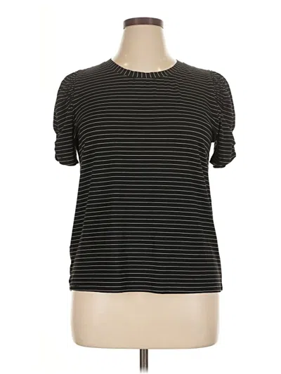 Pre-owned Modern Works Short Sleeve Top Black Mock Neckline Tops