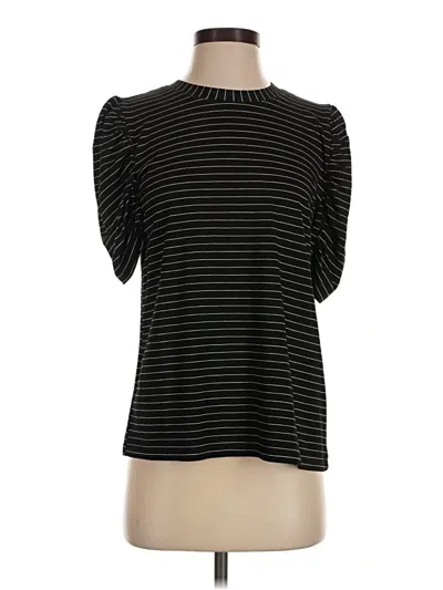 Pre-owned Modern Works Short Sleeve Top Black Mock Neckline Tops
