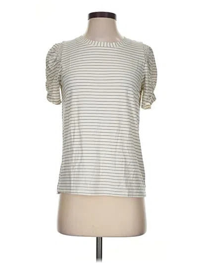 Pre-owned Modern Works Short Sleeve Top Ivory Mock Neckline Tops