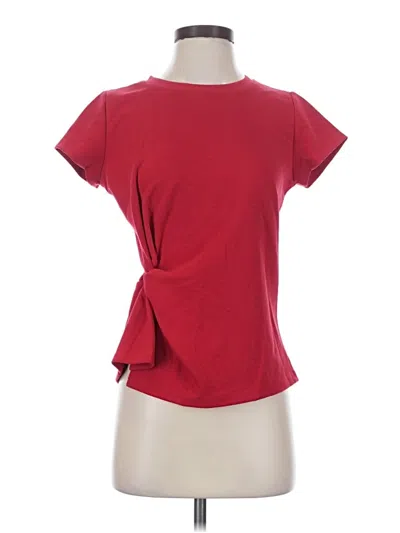 Pre-owned Modern Works Short Sleeve Top Red Keyhole Neckline Tops