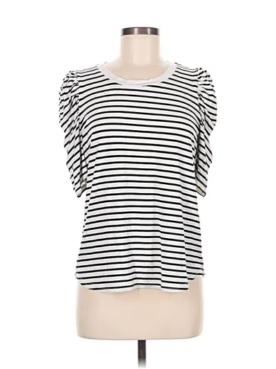 Pre-owned Modern Works Short Sleeve Top White Sweetheart Neckline Tops