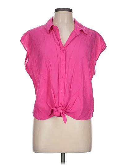 Pre-owned Modern Works Sleeveless Button Down Shirt In Pink