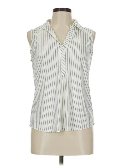 Pre-owned Modern Works Sleeveless Button Down Shirt In White