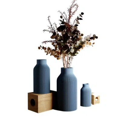 Modernized Pottery Bottle Vase, No Waterproof Insert In Blue