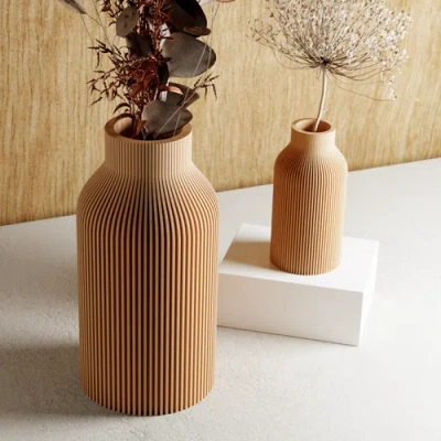 Modernized Pottery Bottle Vase In Nude