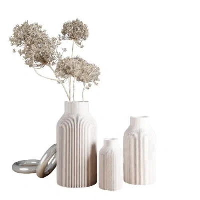 Modernized Pottery Bottle Vase In White