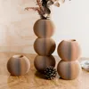 Modernized Pottery Bubble Vase Set In Brown