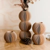 Modernized Pottery Bubble Vase Set In Brown