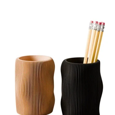 Modernized Pottery Bubbly Pencil Holder In Black