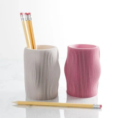 Modernized Pottery Bubbly Pencil Holder In Pink