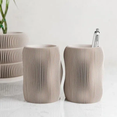 Modernized Pottery Bubbly Pencil Holder In White