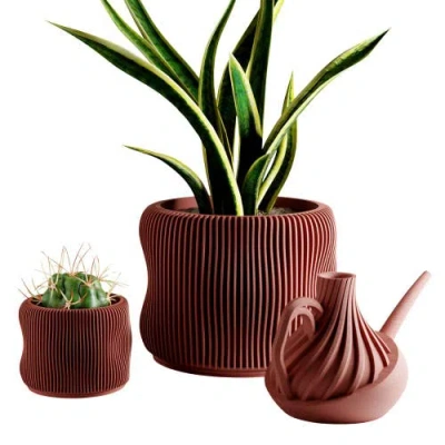 Modernized Pottery Bubbly Planter In Brown