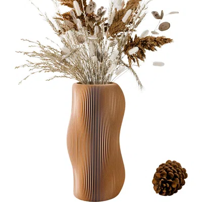 Modernized Pottery Bubbly Vase In Brown
