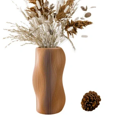 Modernized Pottery Bubbly Vase, No Waterproof Insert In Brown
