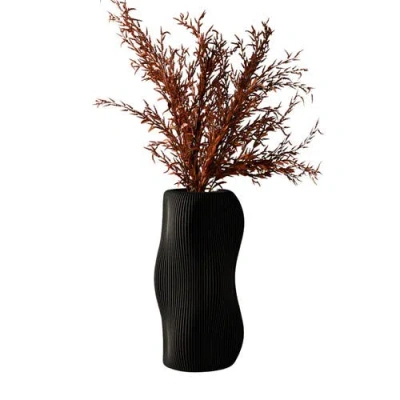 Modernized Pottery Bubbly Vase, No Waterproof Insert In Black