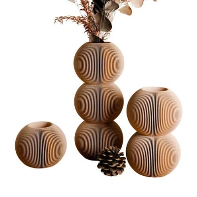 Modernized Pottery Single Bubble Vase In Brown