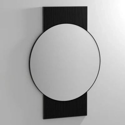 Modernized Pottery Sol Mirror In Black