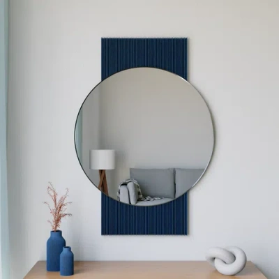 Modernized Pottery Sol Mirror In Blue