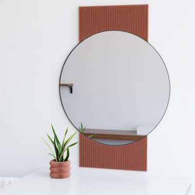 Modernized Pottery Sol Mirror In Brown