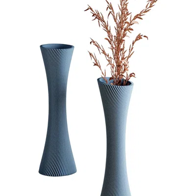 Modernized Pottery Spiral Rose Vase In Blue
