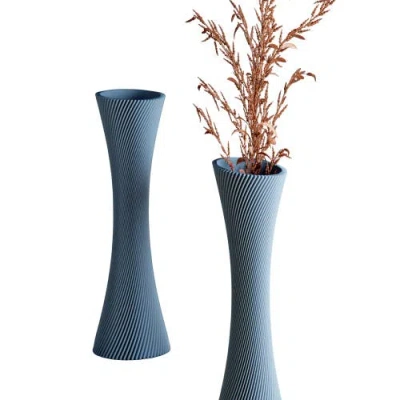 Modernized Pottery Spiral Rose Vase, No Waterproof Insert In Blue