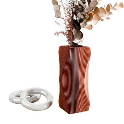 Modernized Pottery Xenova Vase In Brown