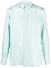 Modes Garments Buttoned Silk Shirt In Blue