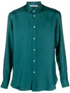 Modes Garments Buttoned Silk Shirt In Green