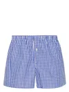Modes Garments Gingham-check Cotton Boxers In Blue