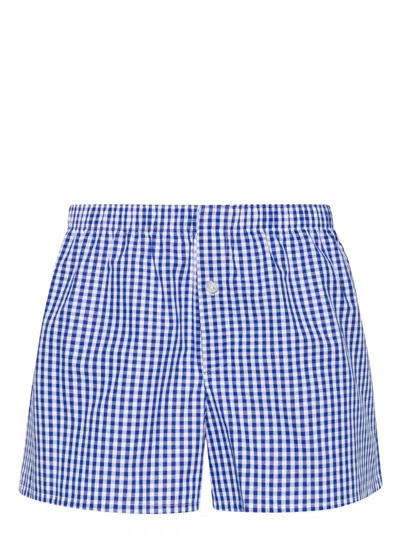 Modes Garments Gingham-check Cotton Boxers In Blue