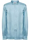Modes Garments Lightweight Silk Shirt In Blue