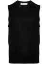 Modes Garments Sleeveless Merino Knitted Vest In Black