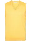 Modes Garments Sleeveless Merino Knitted Vest In Yellow