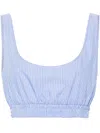Modes Garments Striped Crop Top In Blue