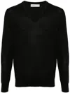 Modes Garments V-neck Merino Wool Jumper In Black