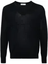 Modes Garments V-neck Merino Wool Jumper In Blue