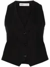 Modes Garments Wool Gabardine Gilet In 黑色