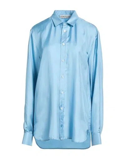 Modes Garments Woman Shirt Azure Size Xl Silk In Blue