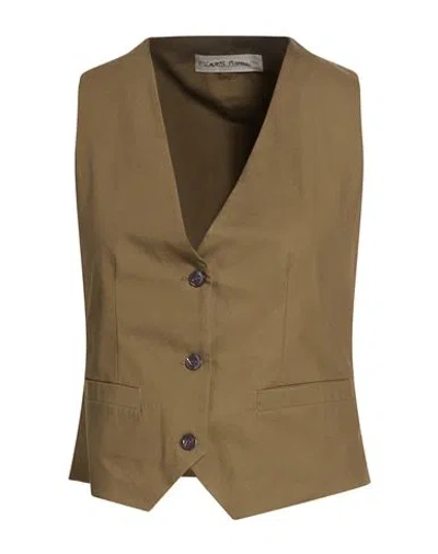 Modes Garments Woman Tailored Vest Military Green Size 4 Cotton