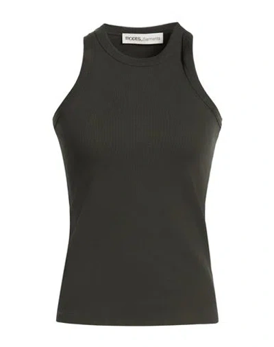 Modes Garments Woman Tank Top Dark Green Size L Cotton, Eco Polyester