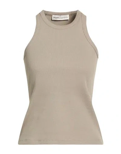 Modes Garments Woman Tank Top Khaki Size L Cotton, Eco Polyester In Sand
